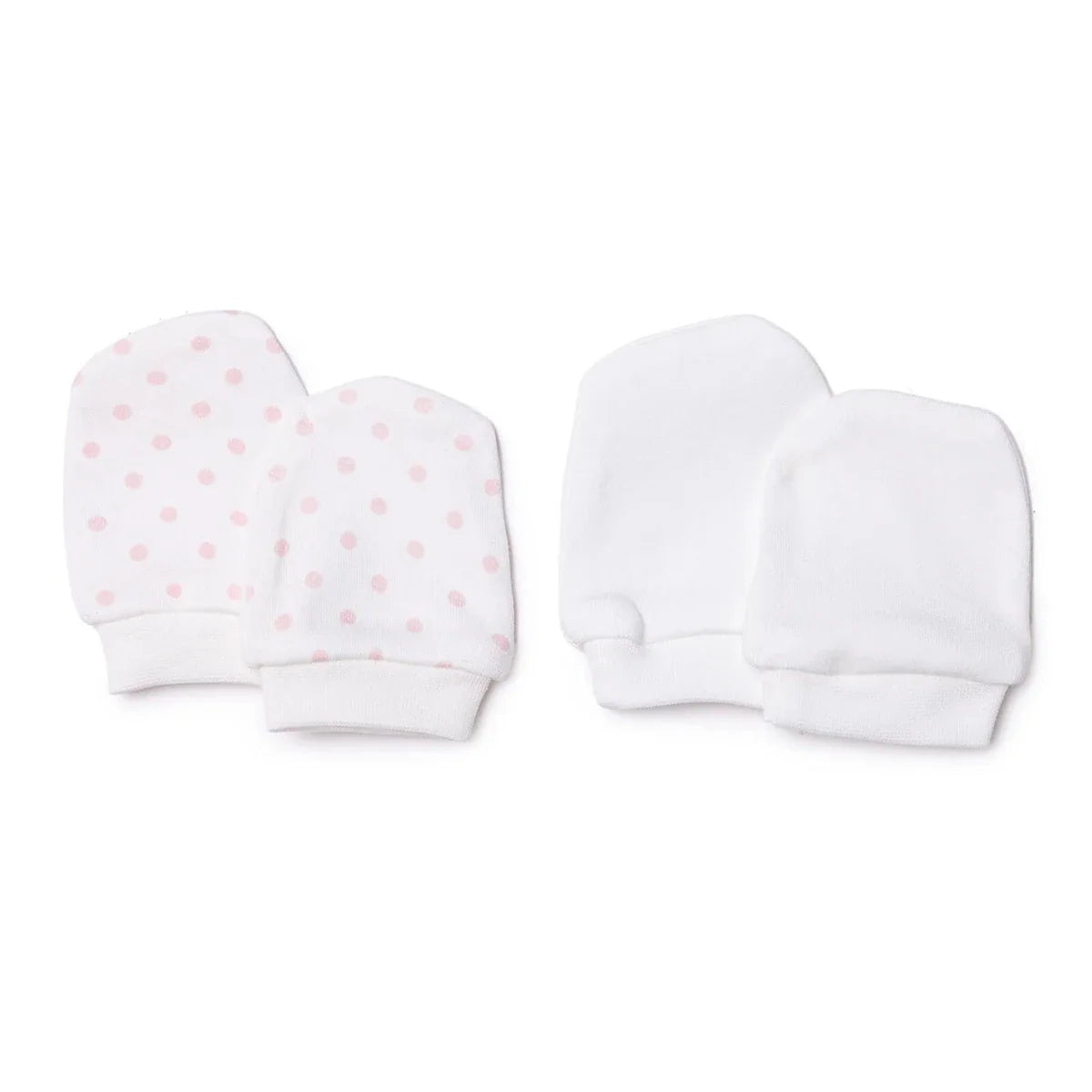 HelloBaby Polka Dot Print Baby Scratch Mitts (Newborn) - Ecru Printed