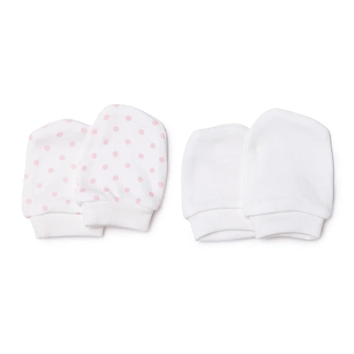 HelloBaby Polka Dot Print Baby Scratch Mitts (Newborn) - Ecru Printed