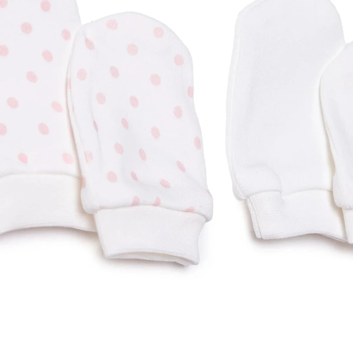 HelloBaby Polka Dot Print Baby Scratch Mitts (Newborn) - Ecru Printed