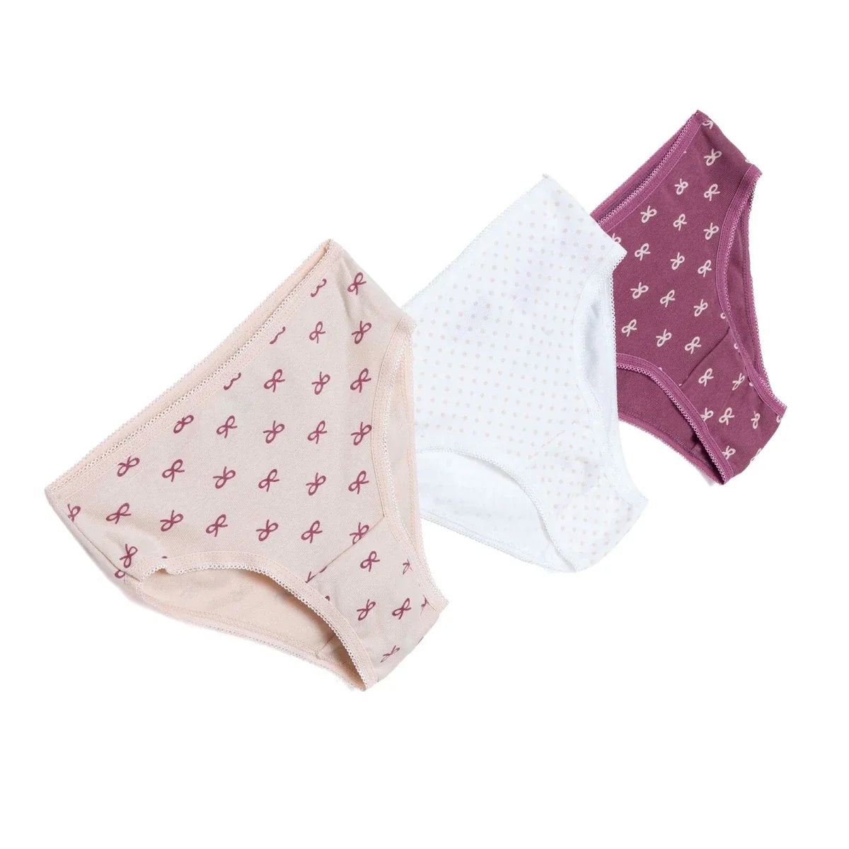 HelloBaby 3 Pack Bow Print Baby Briefs (12 Months to 4-5 Years) - Ecru Printed