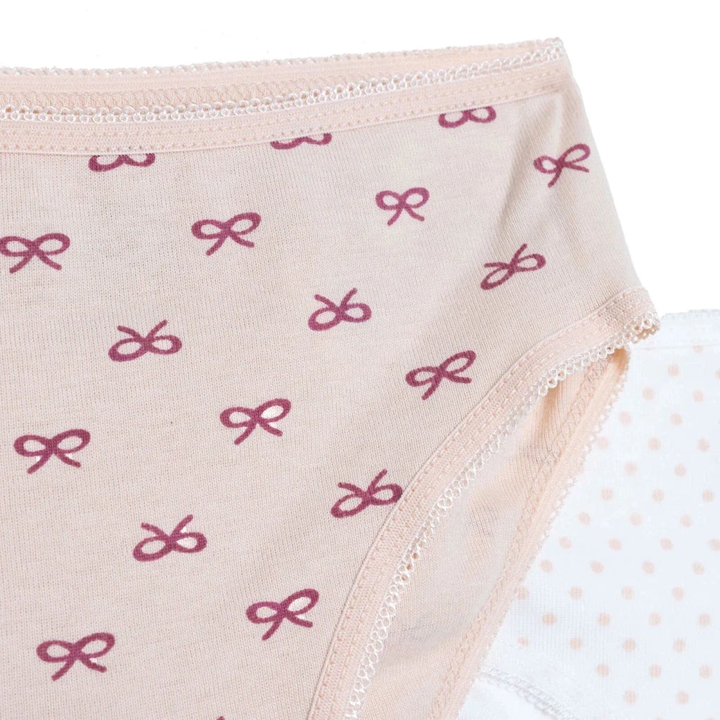 HelloBaby 3 Pack Bow Print Baby Briefs (12 Months to 4-5 Years) - Ecru Printed