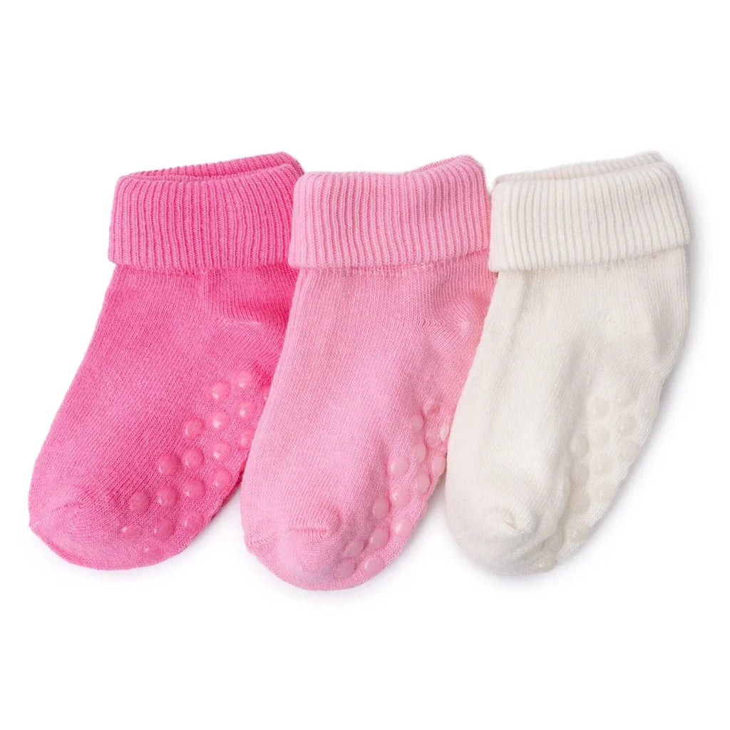 HelloBaby 3 Pack Roll-Top Baby Socks (Newborn to 12-24 Months) - Pink