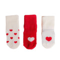 HelloBaby Heart Print 3 Pack Roll-Top Baby Socks (Newborn to 12-24 Months) - Red
