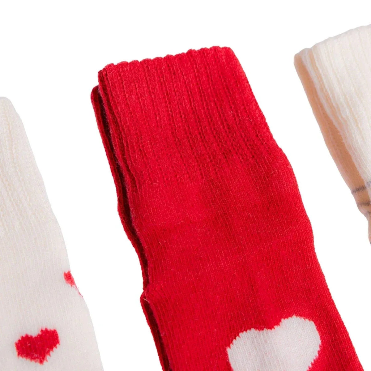 HelloBaby Heart Print 3 Pack Roll-Top Baby Socks (Newborn to 12-24 Months) - Red