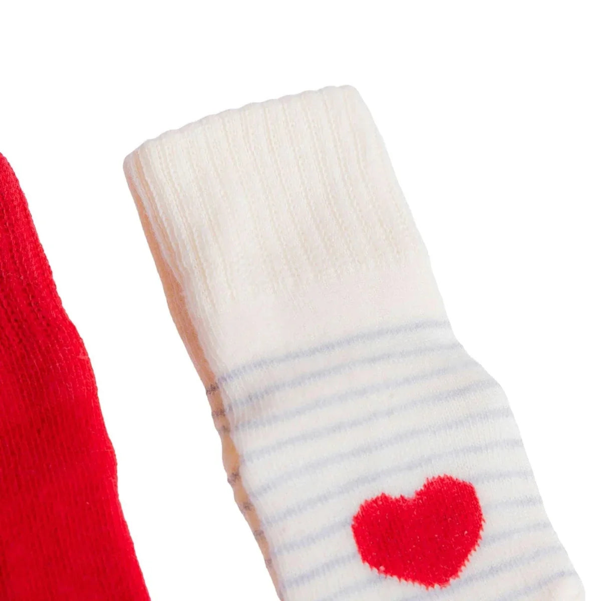 HelloBaby Heart Print 3 Pack Roll-Top Baby Socks (Newborn to 12-24 Months) - Red