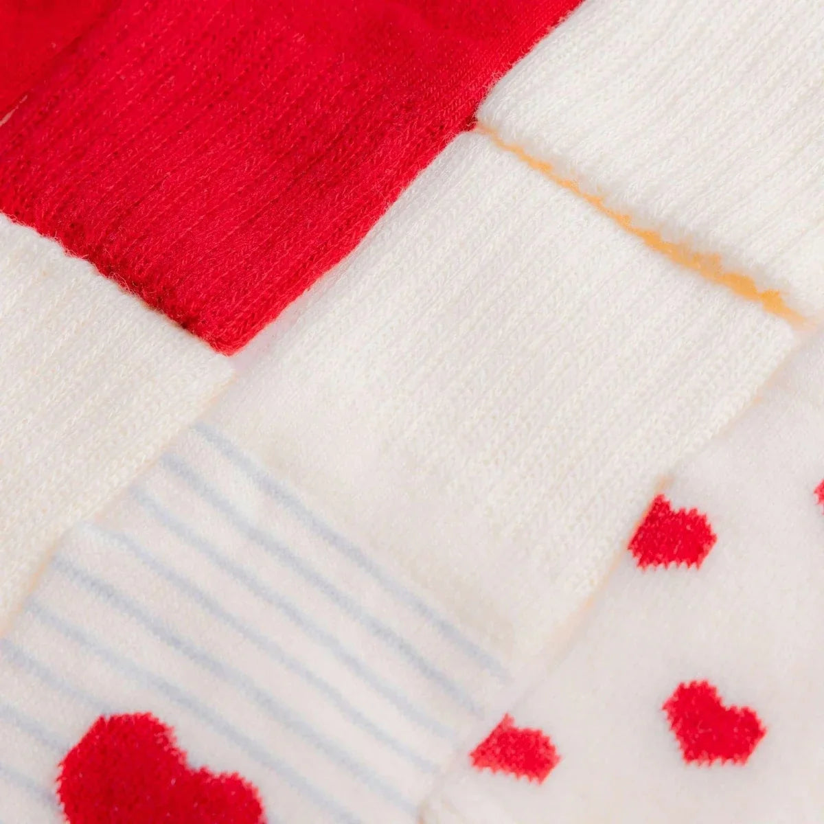 HelloBaby Heart Print 3 Pack Roll-Top Baby Socks (Newborn to 12-24 Months) - Red