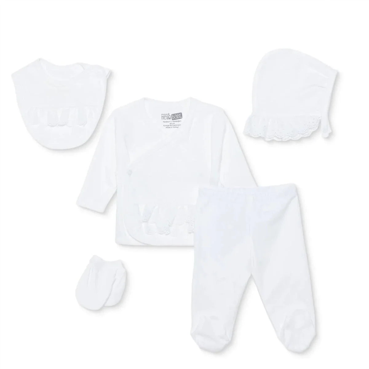 HelloBaby 5 Piece Ceremony Baby Outfit Set (Newborn) - Ecru