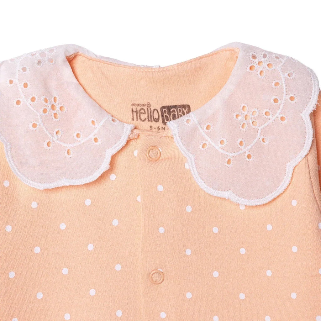 HelloBaby Polka Dot Long Sleeve Baby Sleepsuit with Feet (Newborn to 6-9 Months) - Salmon