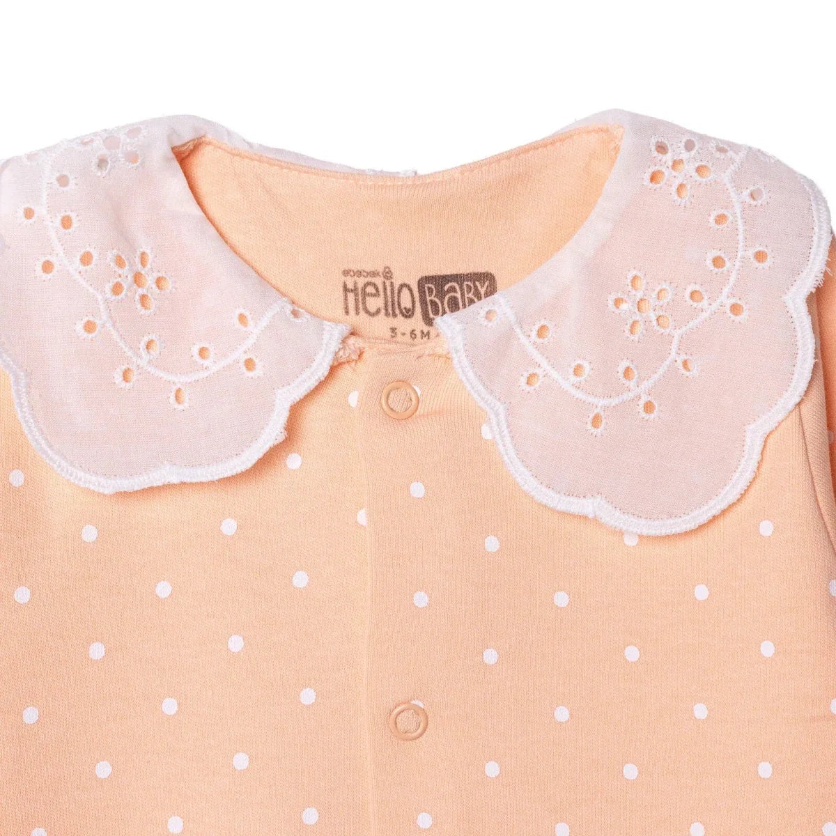 HelloBaby Polka Dot Long Sleeve Baby Sleepsuit with Feet (Newborn to 6-9 Months) - Salmon