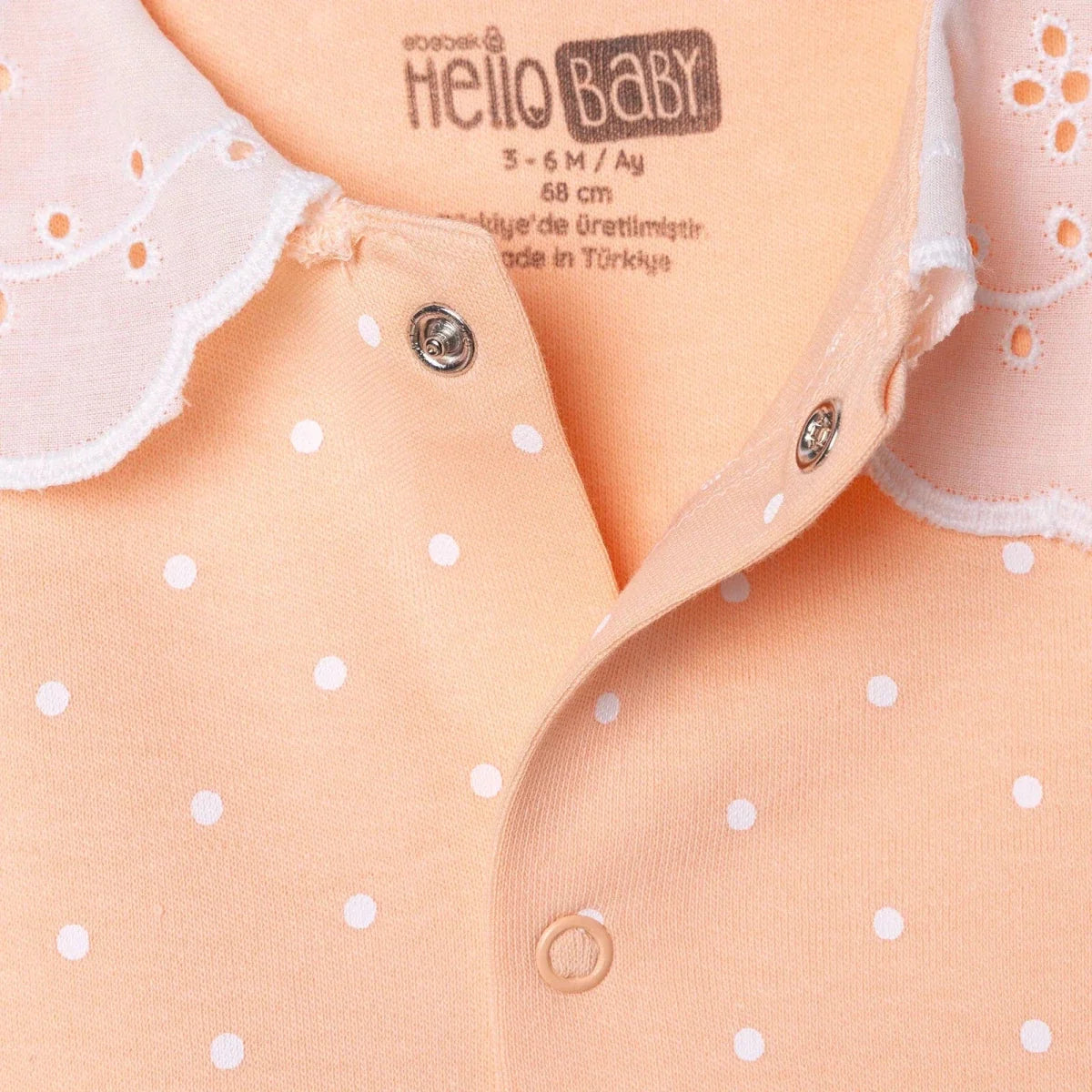HelloBaby Polka Dot Long Sleeve Baby Sleepsuit with Feet (Newborn to 6-9 Months) - Salmon