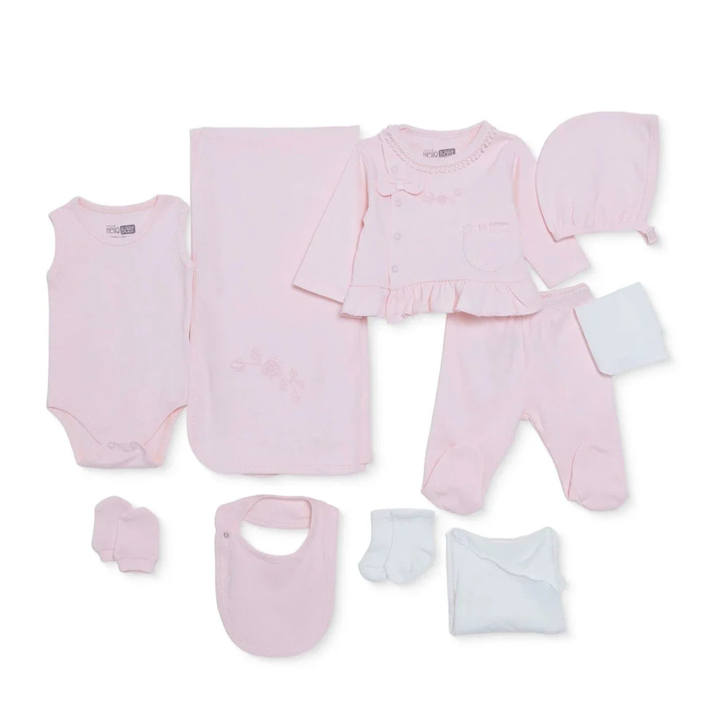 HelloBaby 10 Piece Floral Print Baby Hospital Bag Set (Newborn) - Pink