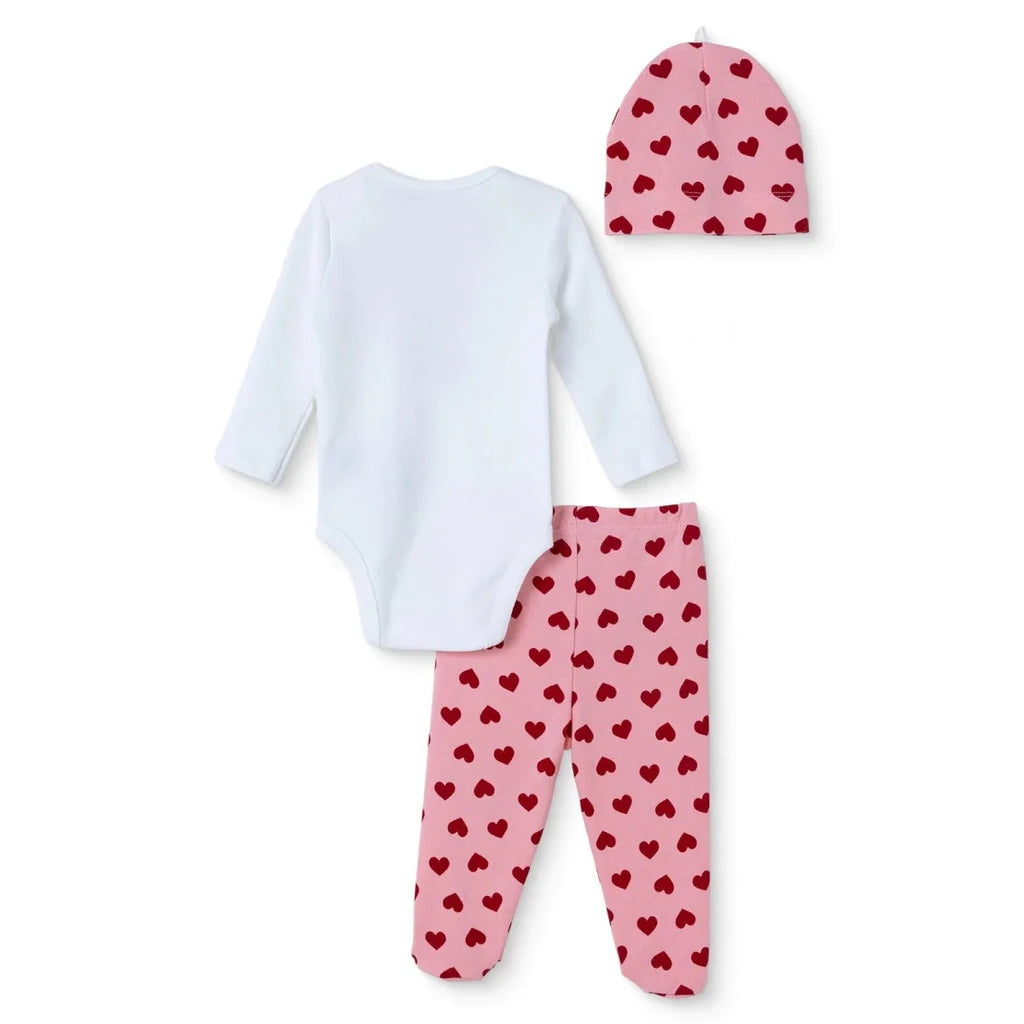 HelloBaby "Little Cutie" Slogan Baby Bodysuit, Hat & Bottoms Set (Newborn to 6-9 Months) - Pink