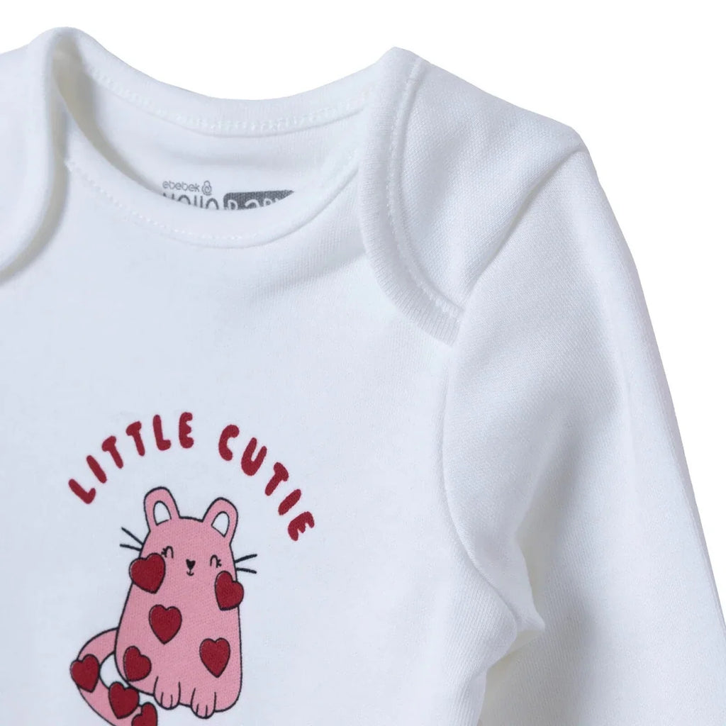 HelloBaby "Little Cutie" Slogan Baby Bodysuit, Hat & Bottoms Set (Newborn to 6-9 Months) - Pink