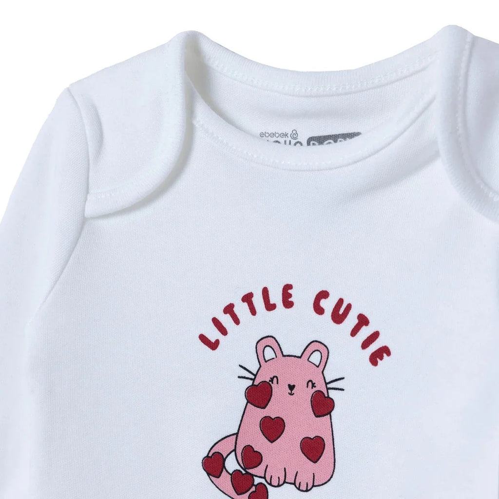 HelloBaby "Little Cutie" Slogan Baby Bodysuit, Hat & Bottoms Set (Newborn to 6-9 Months) - Pink