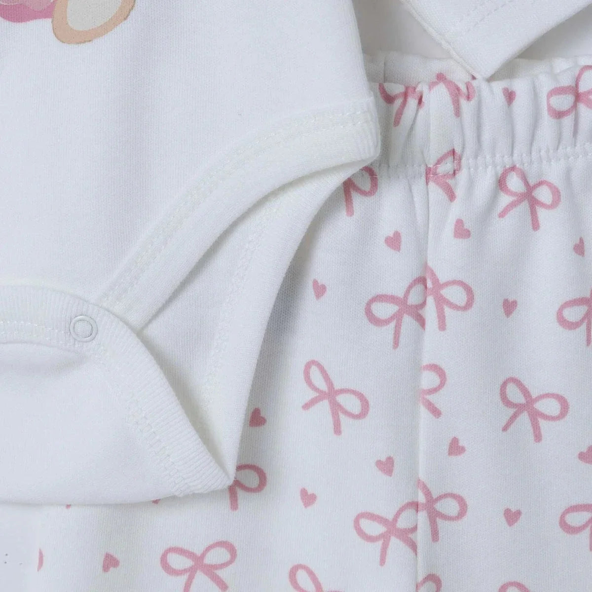 HelloBaby Bear Print Baby Bodysuit, Hat & Bottoms Set (Newborn to 6-9 Months) - Pink