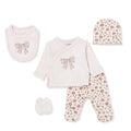 HelloBaby 5 Piece Crew Neck Animal Print Boxed Baby Hospital Bag Set (Newborn) - Ecru