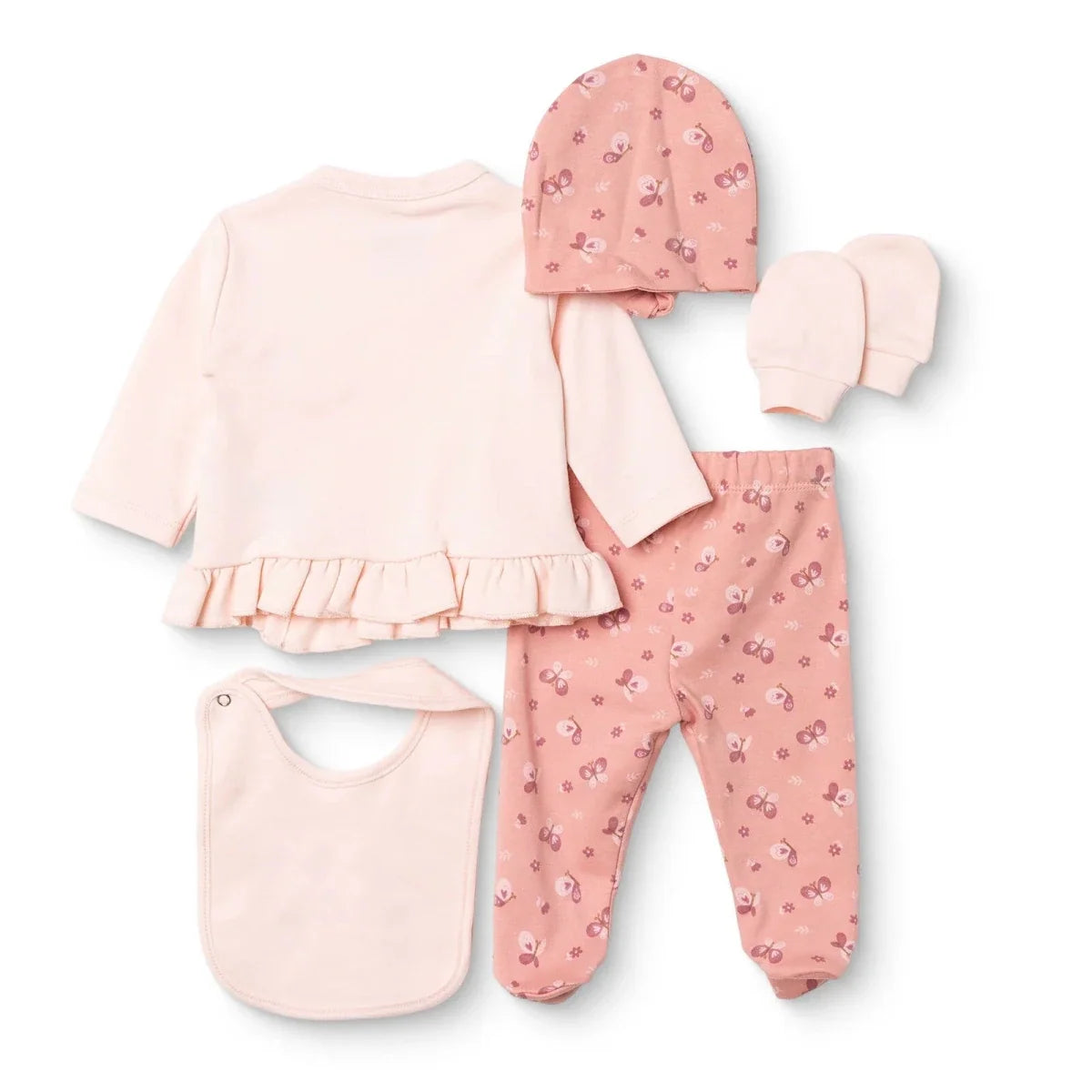 HelloBaby 5 Piece Butterfly Print Baby Hospital Bag Set (Newborn) - Pink