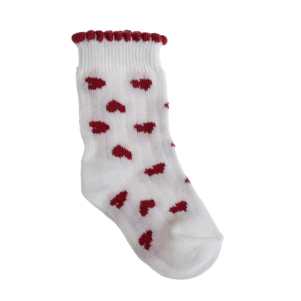 HelloBaby 3 Pack Heart Print Frill Ankle Baby Socks (Newborn to 2-3 Years) - Red