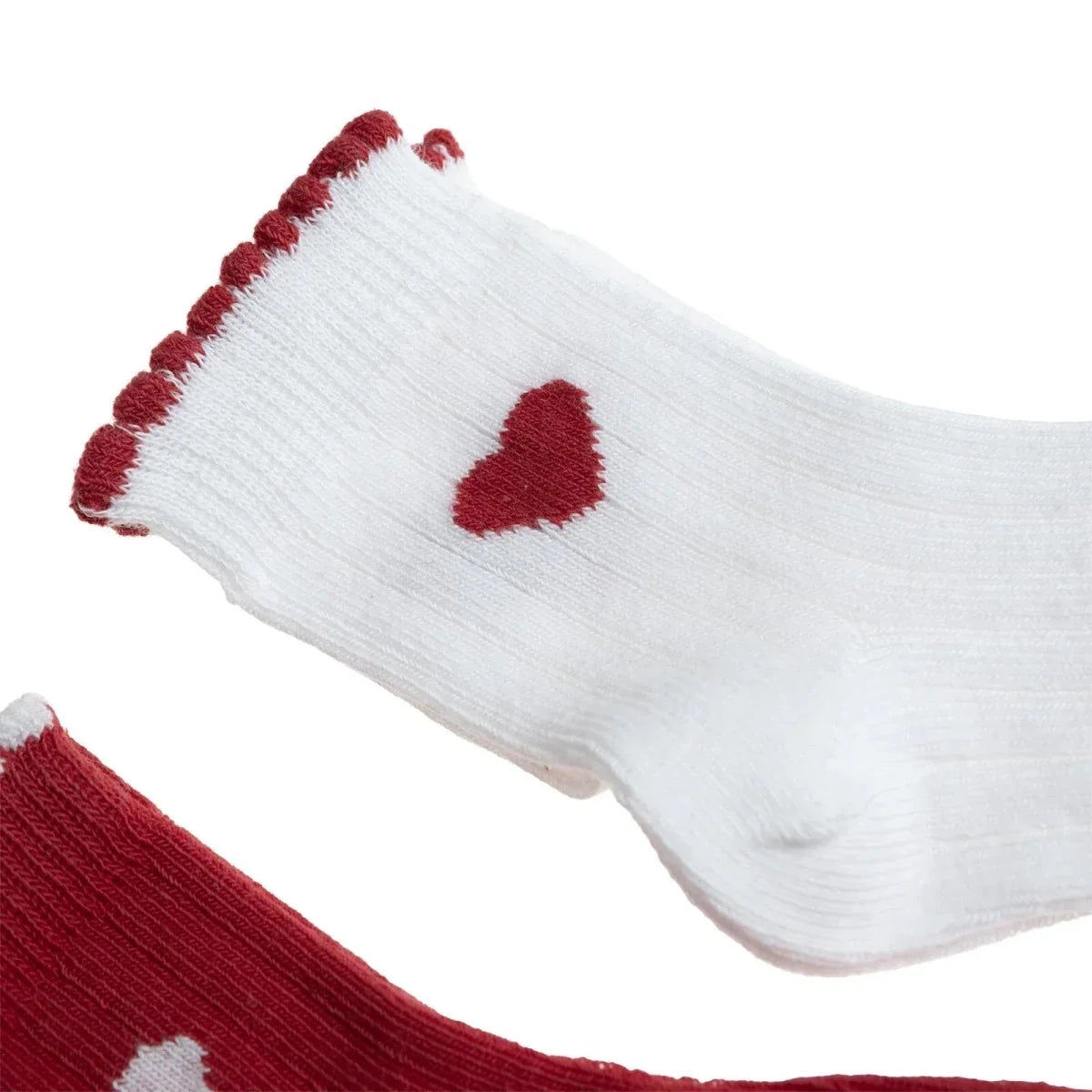 HelloBaby 3 Pack Heart Print Frill Ankle Baby Socks (Newborn to 2-3 Years) - Red