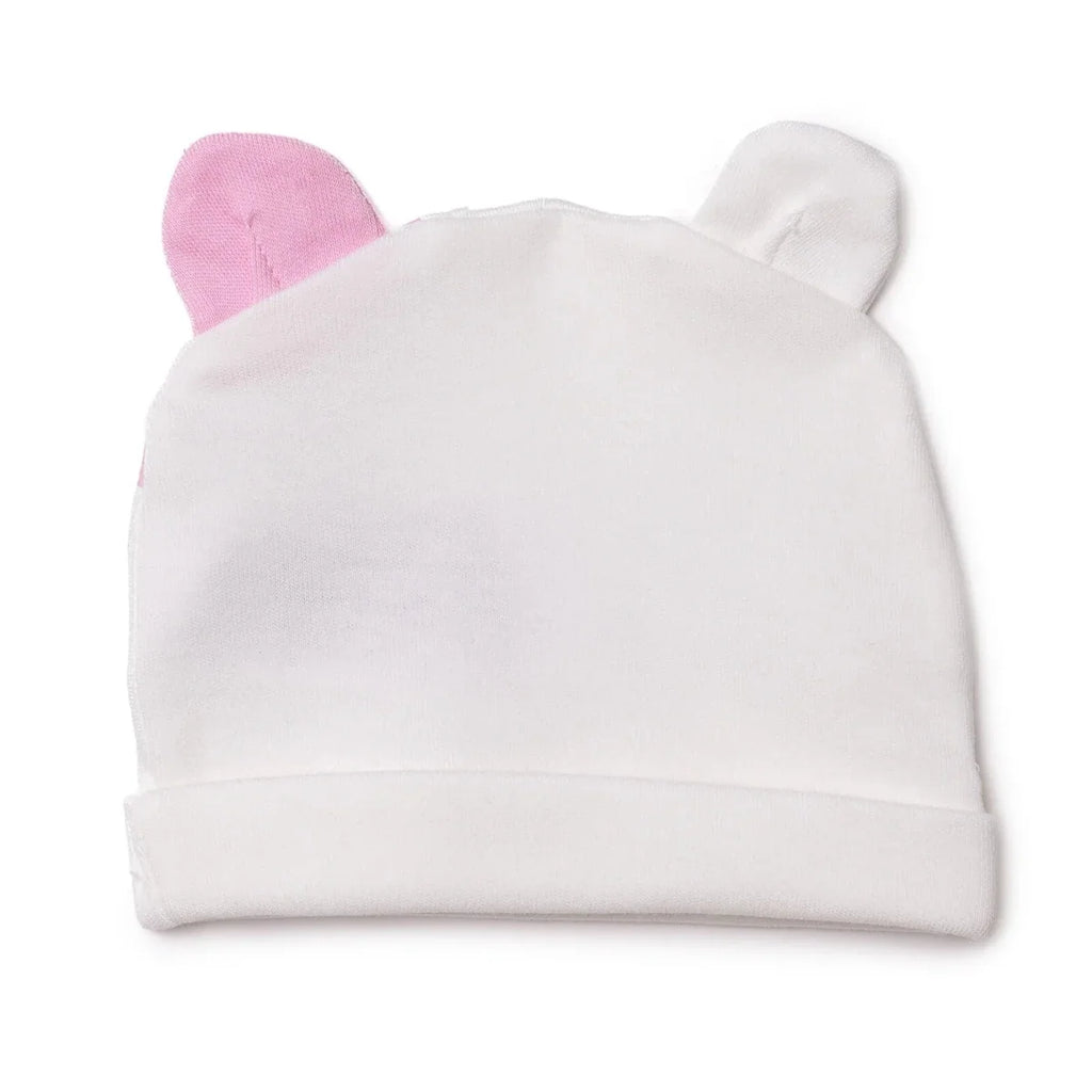 HelloBaby Cat Print Interlock Baby Hat (Newborn) - Ecru