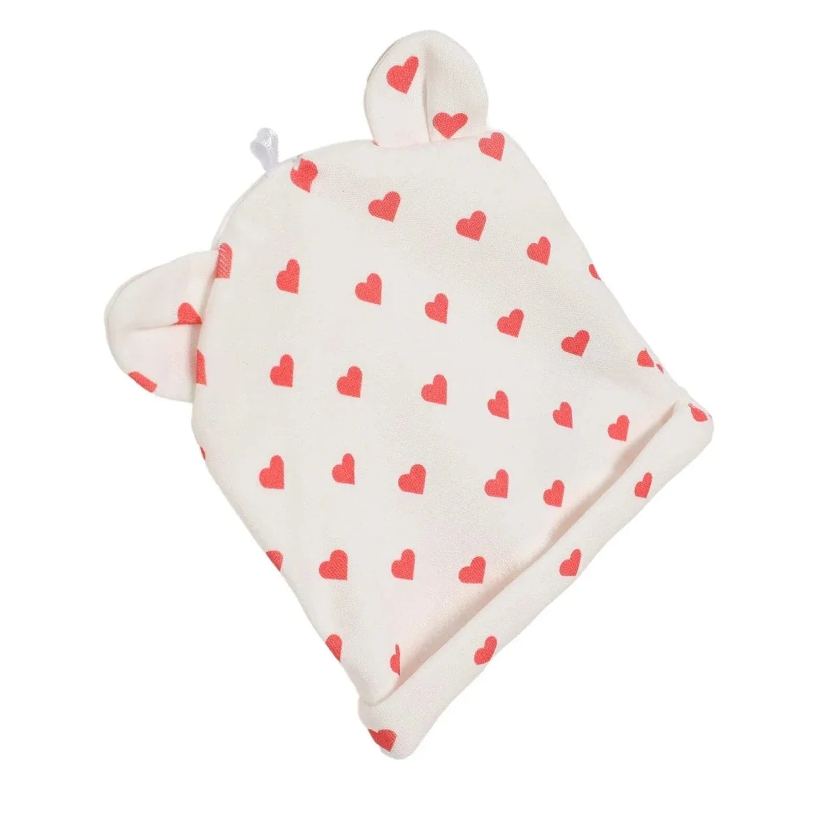 HelloBaby Heart Print Interlock Baby Hat (Newborn) - Ecru Printed