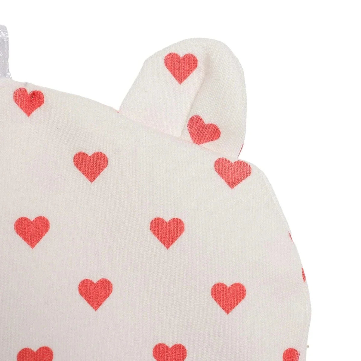 HelloBaby Heart Print Interlock Baby Hat (Newborn) - Ecru Printed