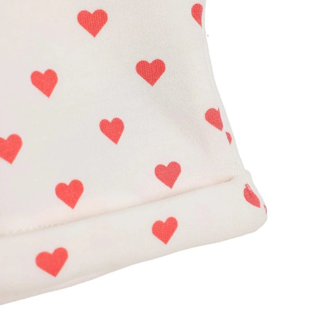 HelloBaby Heart Print Interlock Baby Hat (Newborn) - Ecru Printed