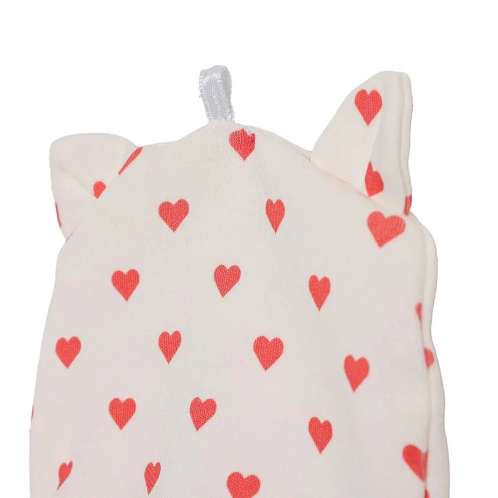 HelloBaby Heart Print Interlock Baby Hat (Newborn) - Ecru Printed
