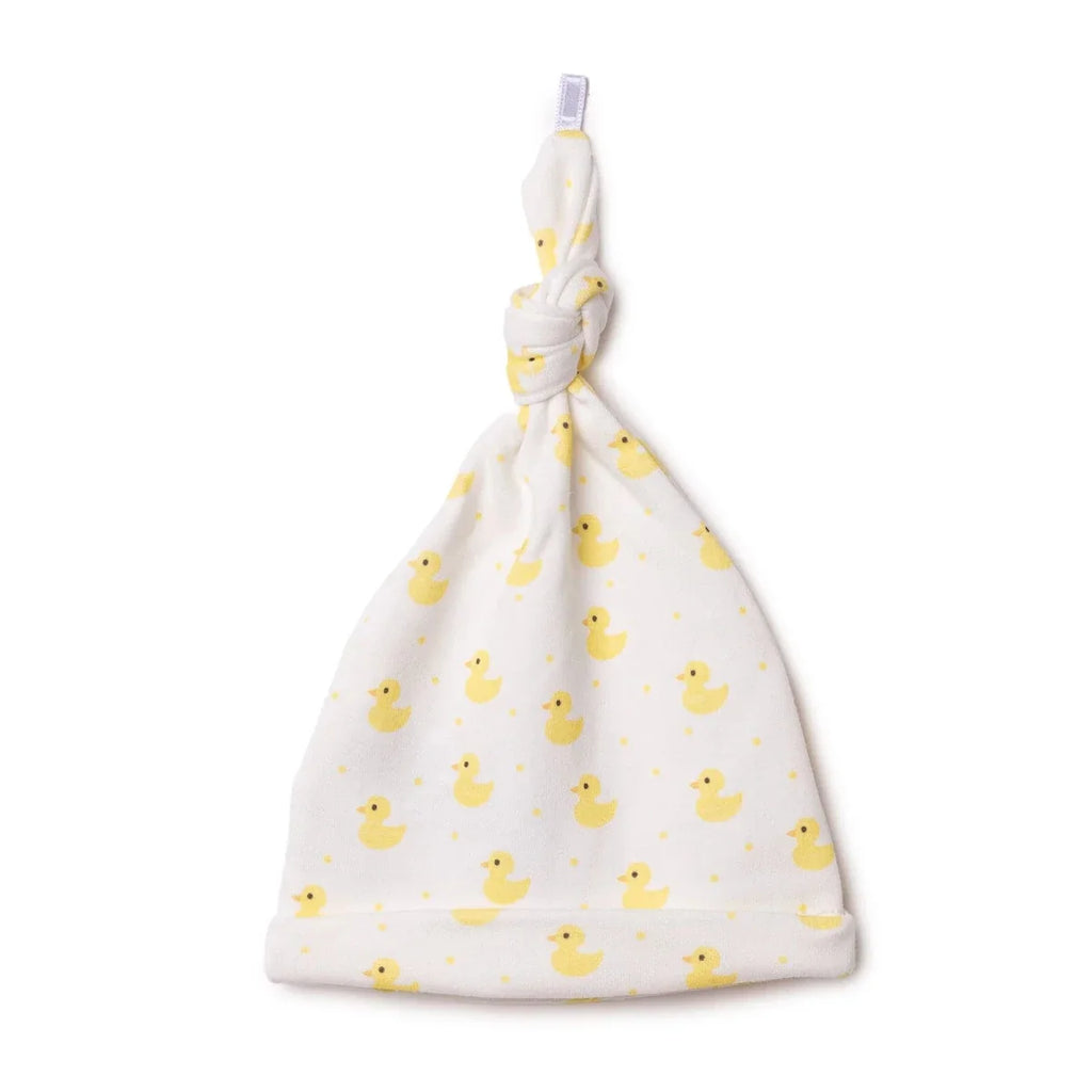 HelloBaby Heart Print Interlock Baby Hat (Newborn) - Ecru Printed