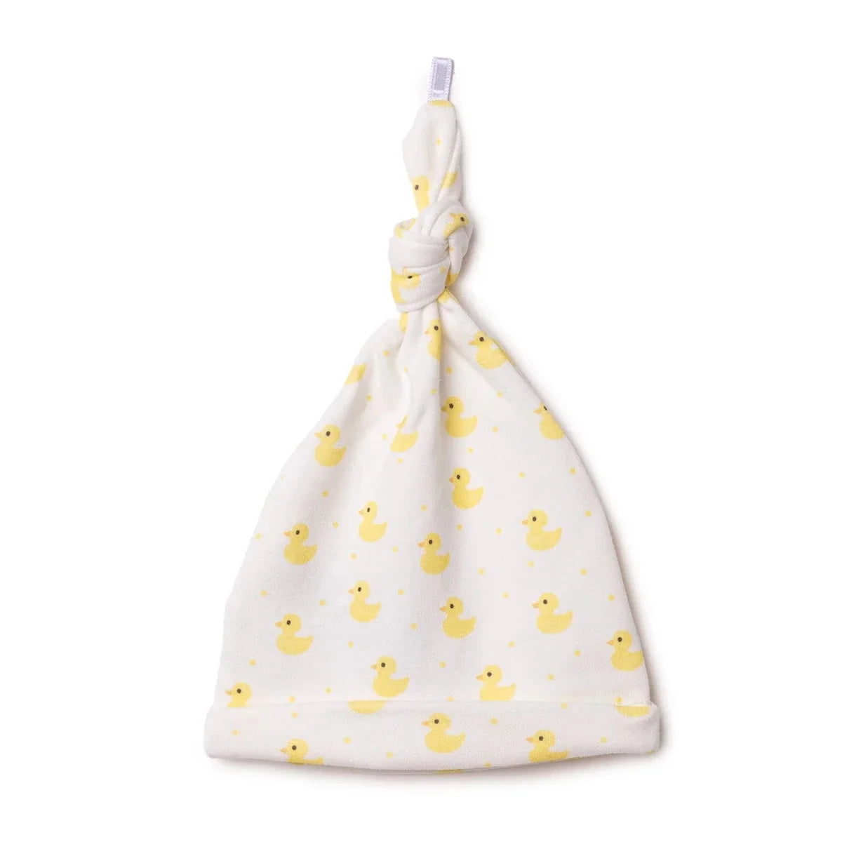 HelloBaby Heart Print Interlock Baby Hat (Newborn) - Ecru Printed