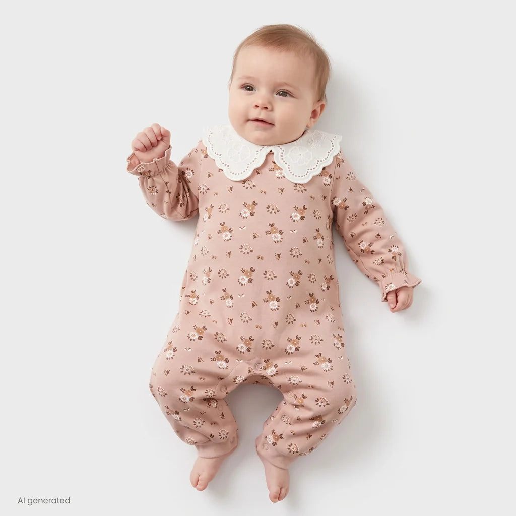 HelloBaby Floral Print Footless Baby Sleepsuit (Newborn to 6-9 Months) - Pink