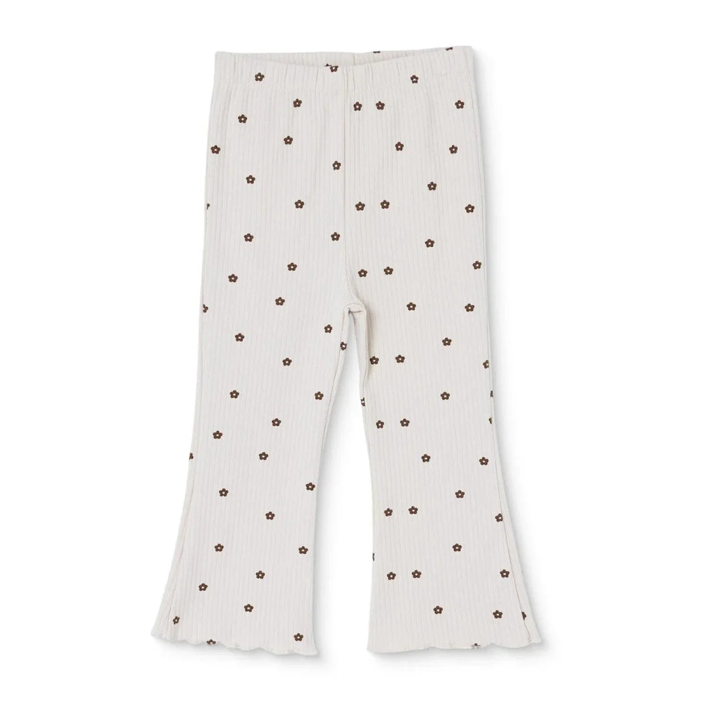 HelloBaby Floral Print Lightweight Ribbed Baby Leggings (3-6 Months to 4-5 Years) - Ecru Printed