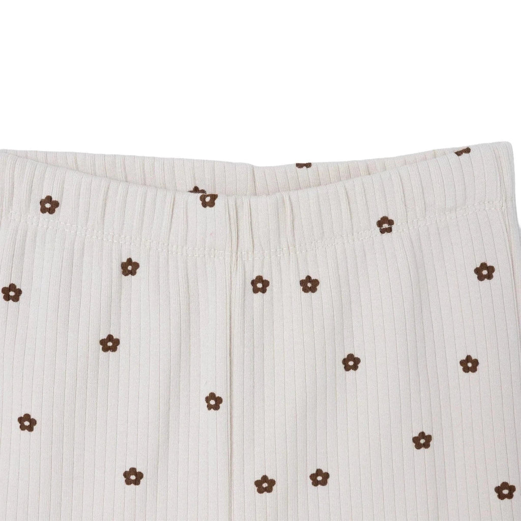 HelloBaby Floral Print Lightweight Ribbed Baby Leggings (3-6 Months to 4-5 Years) - Ecru Printed