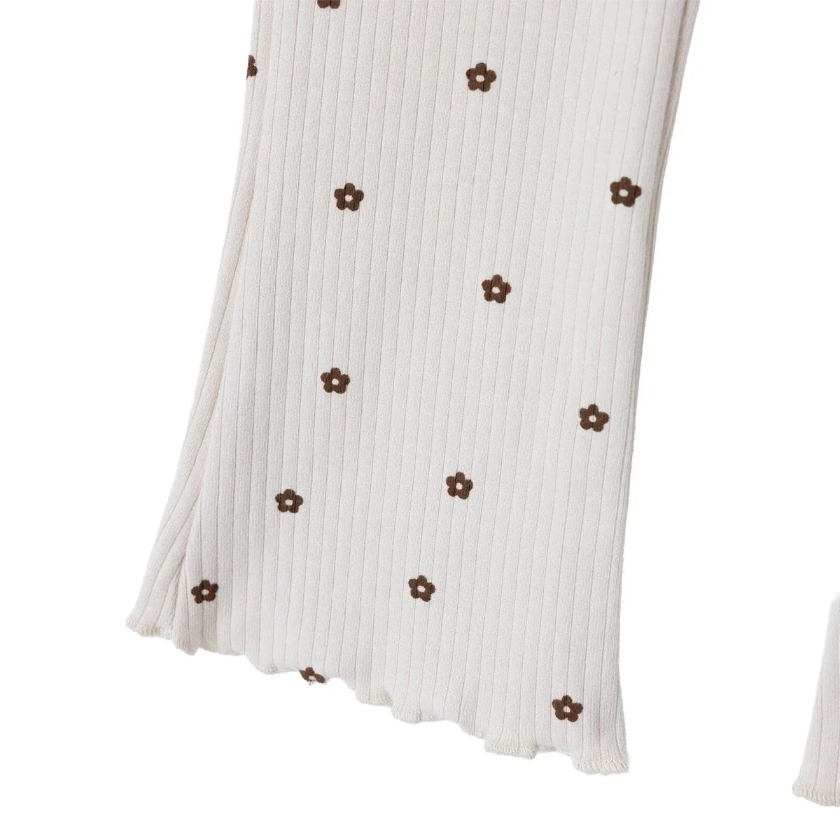 HelloBaby Floral Print Lightweight Ribbed Baby Leggings (3-6 Months to 4-5 Years) - Ecru Printed