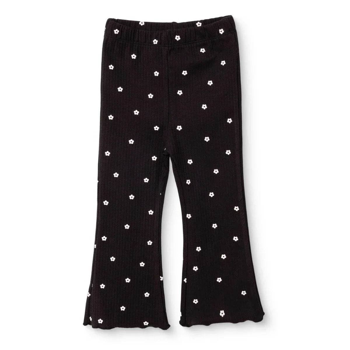 HelloBaby Floral Print Flared Ribbed Baby Leggings (6-9 Months to 2-3 Years) - Black Printed
