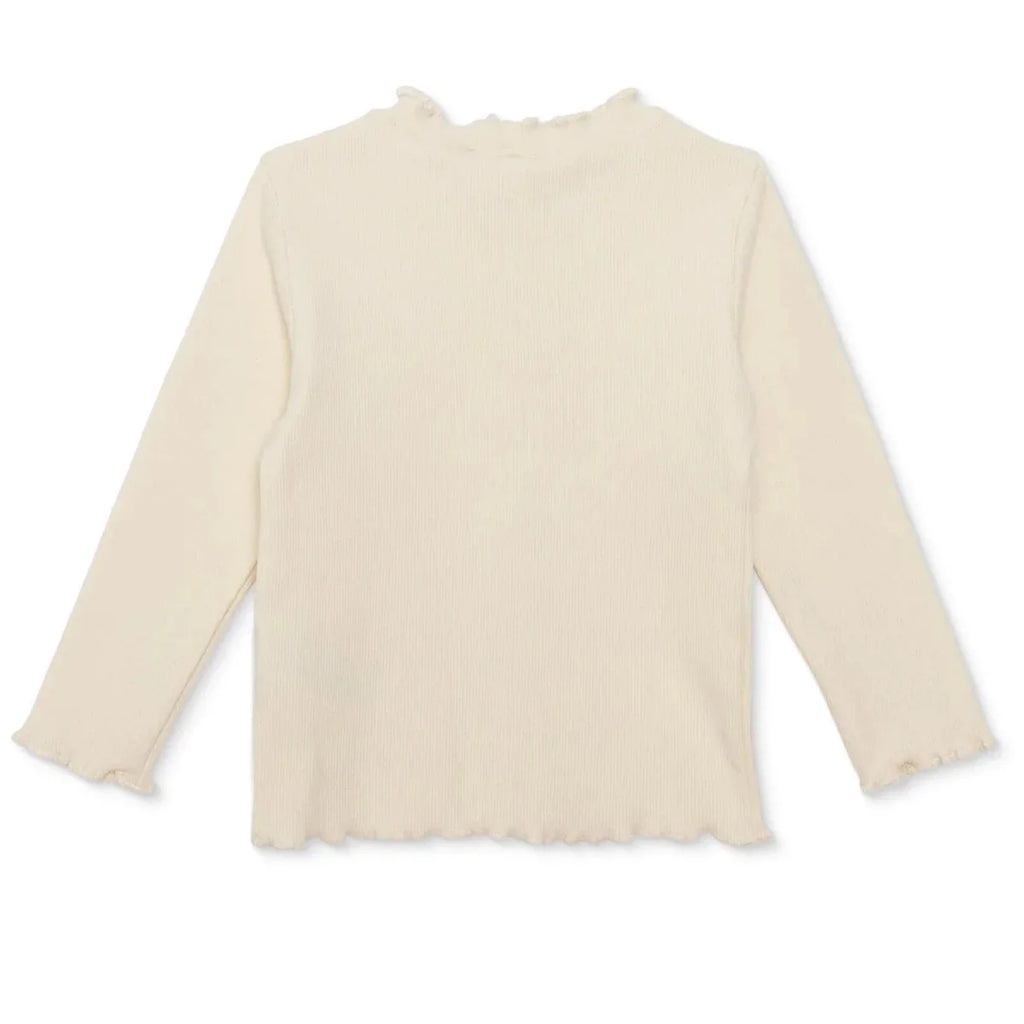 HelloBaby Frill Neck Embroidered Long Sleeve Baby T-Shirt (3-6 Months to 2-3 Years) - Ecru