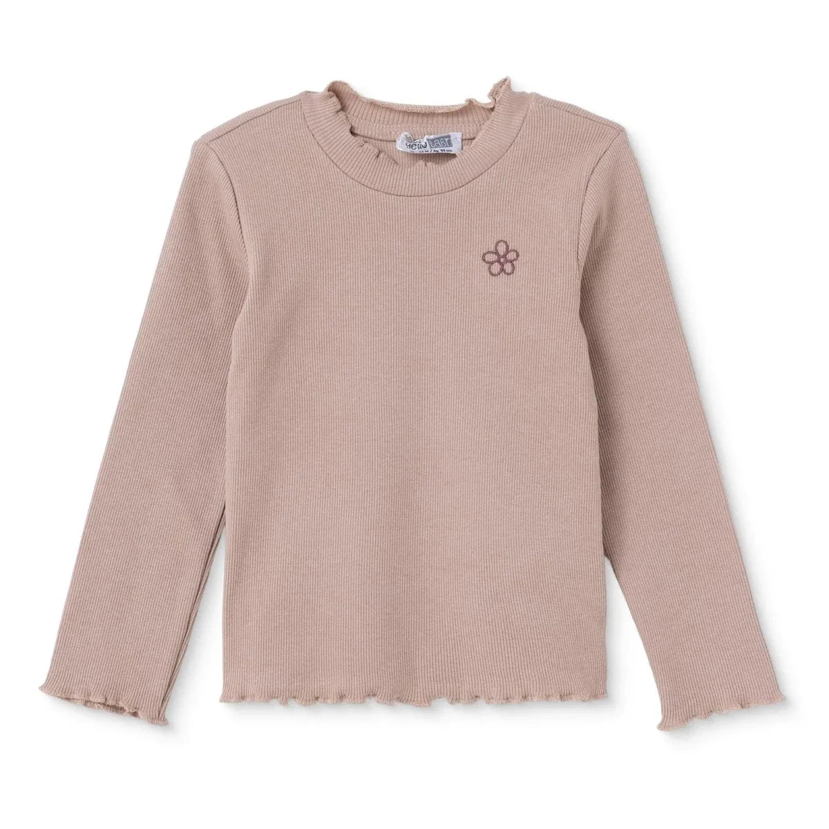 HelloBaby Frill Neck Embroidered Long Sleeve Baby T-Shirt (3-6 Months to 2-3 Years) - Brown