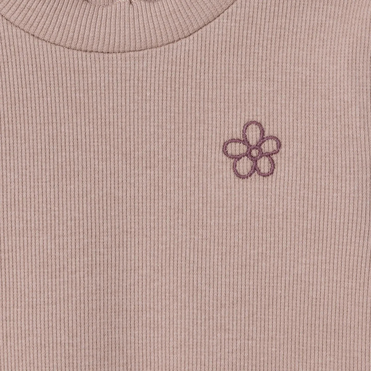 HelloBaby Frill Neck Embroidered Long Sleeve Baby T-Shirt (3-6 Months to 2-3 Years) - Brown