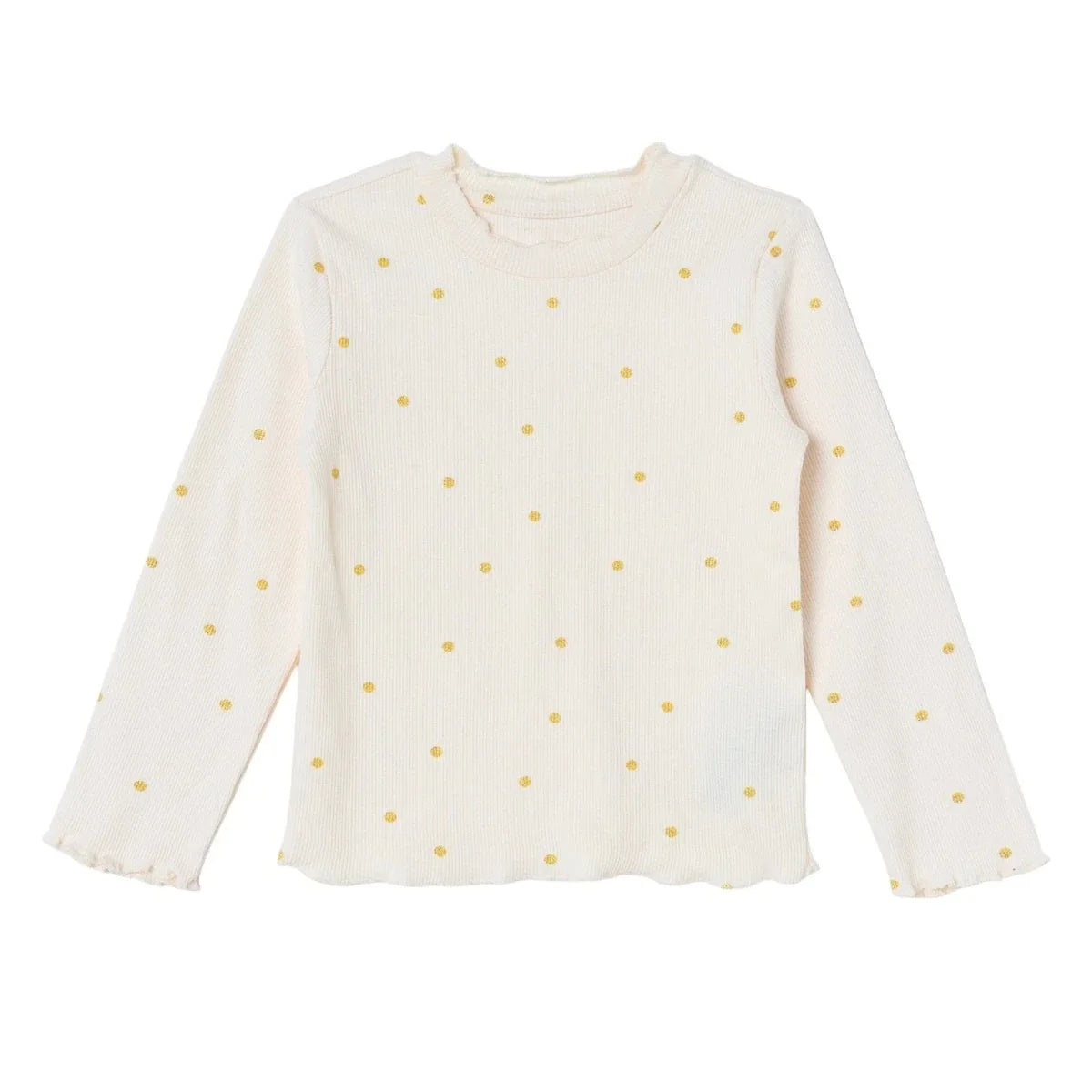 HelloBaby Polka Dot Print Long Sleeve Baby T-Shirt (3-6 Months to 2-3 Years) - Ecru Printed
