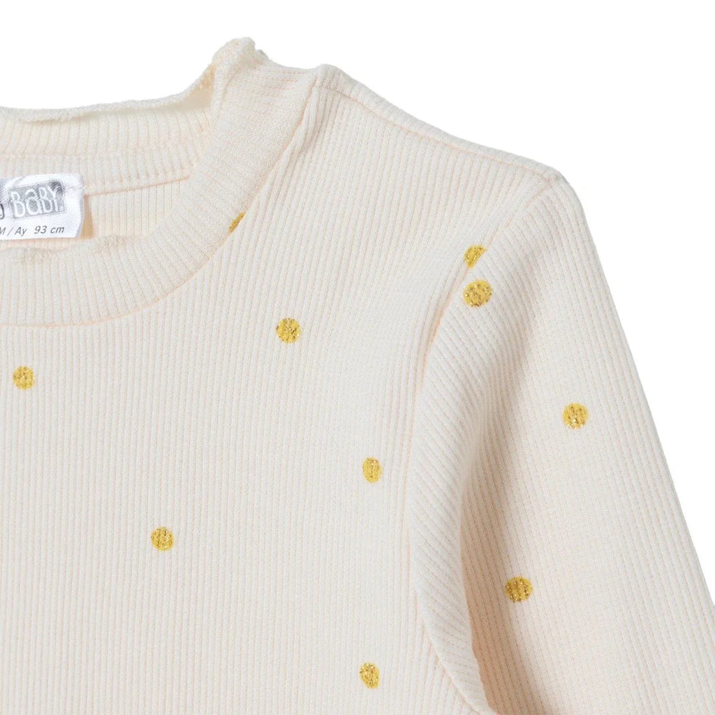 HelloBaby Polka Dot Print Long Sleeve Baby T-Shirt (3-6 Months to 2-3 Years) - Ecru Printed