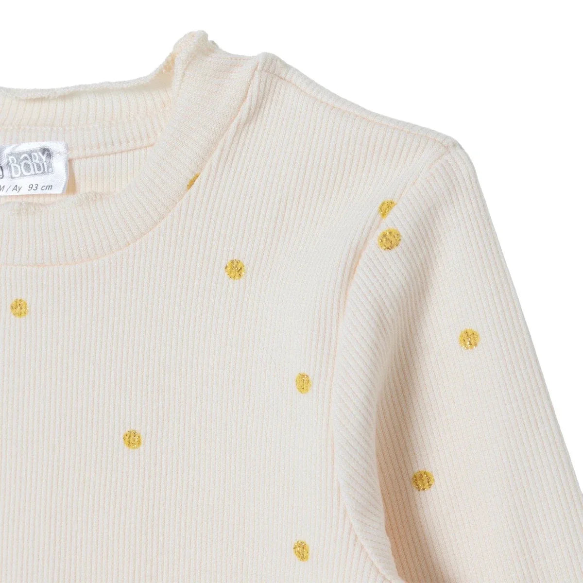 HelloBaby Polka Dot Print Long Sleeve Baby T-Shirt (3-6 Months to 2-3 Years) - Ecru Printed