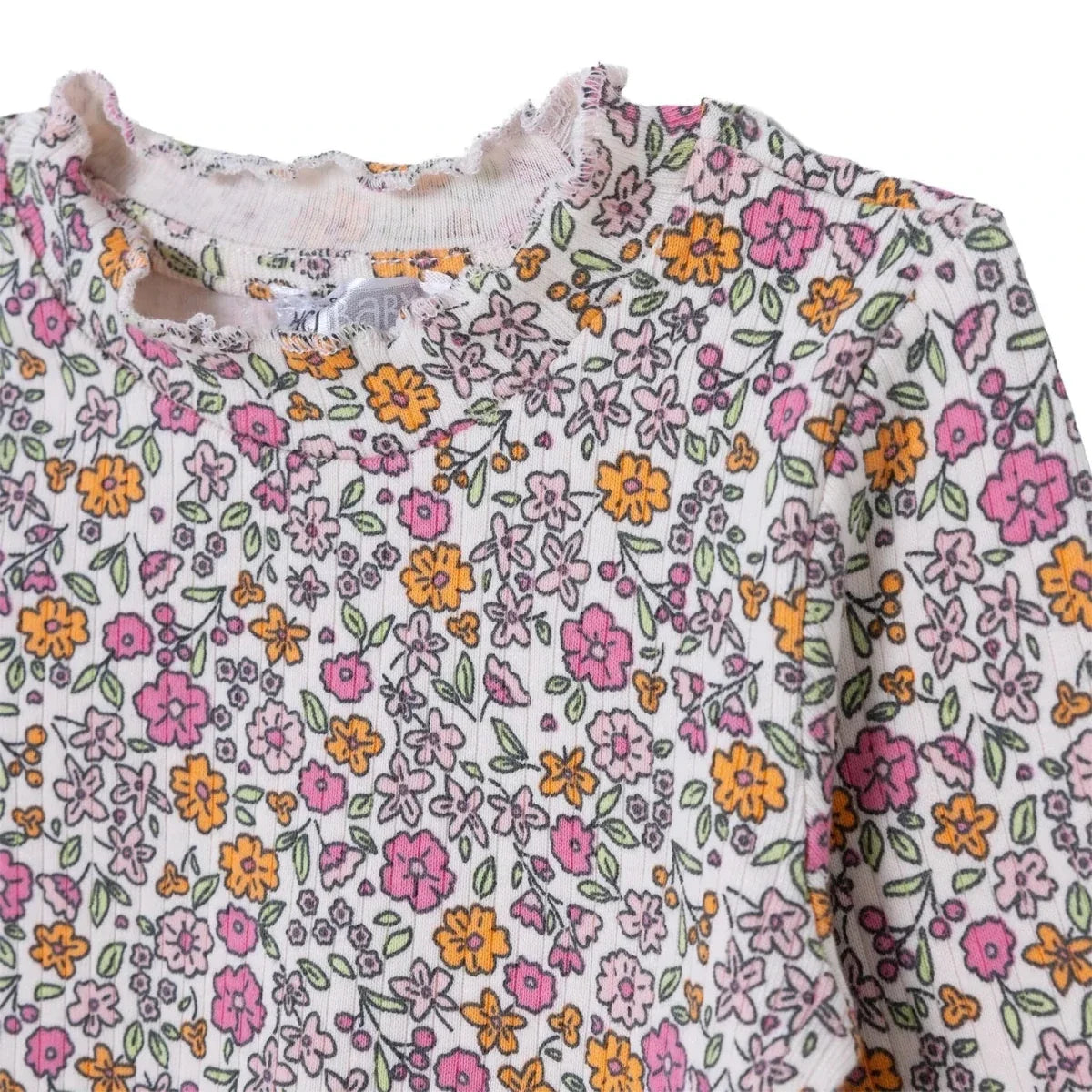 HelloBaby Floral Print Long Sleeve Baby T-Shirt (3-6 Months to 2-3 Years) - Ecru Printed