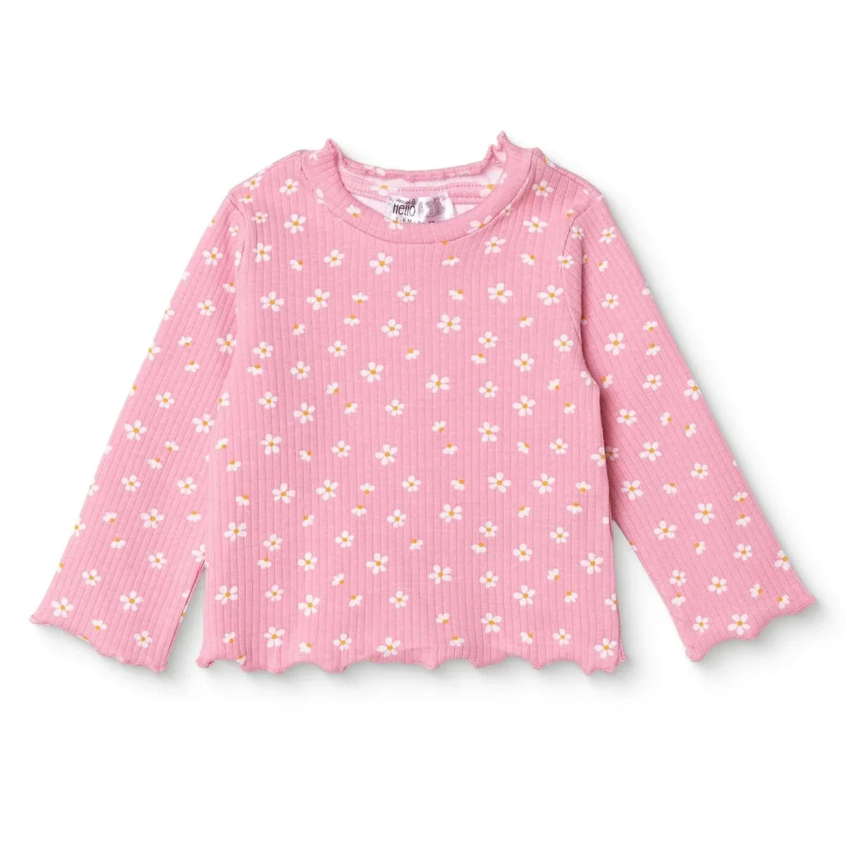 HelloBaby Daisy Print Long Sleeve Baby T-Shirt (3-6 Months to 2-3 Years) - Pink Printed