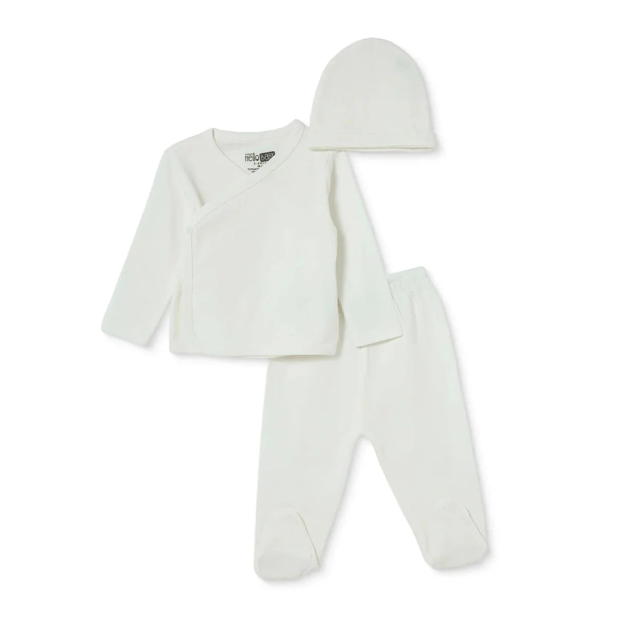 HelloBaby Baby Hat, Vest & Bottoms Set (Newborn to 3-6 Months) - Ecru