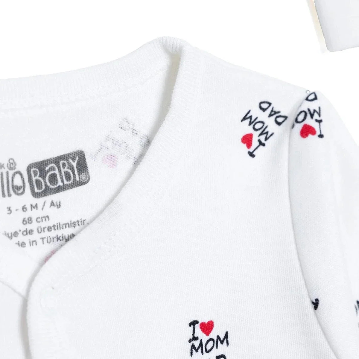 HelloBaby Slogan Print Baby Bodysuit, Hat & Footed Sleepsuit Set (Newborn to 6-9 Months) - Ecru