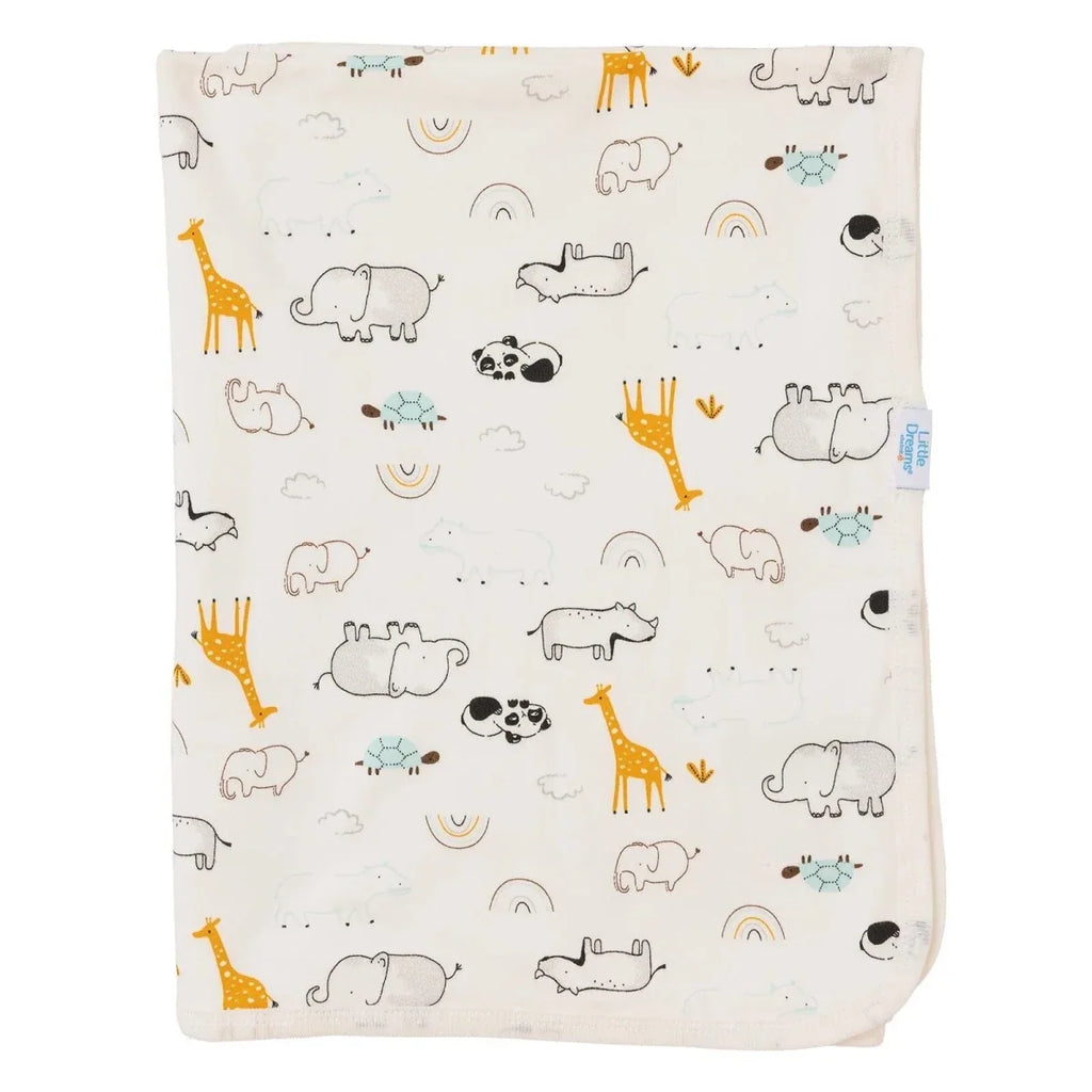 Little Dreams Animal Print Jersey Baby Blanket (80 x 90 cm) - Ecru