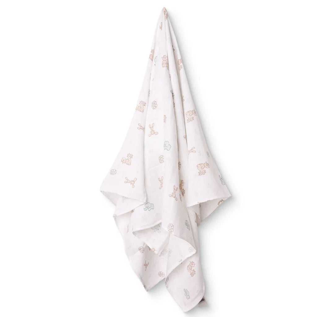 Little Dreams Animal Print Muslin Baby Blanket (100 x 110 cm) - White