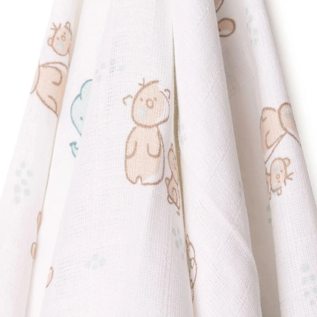 Little Dreams Animal Print Muslin Baby Blanket (100 x 110 cm) - White