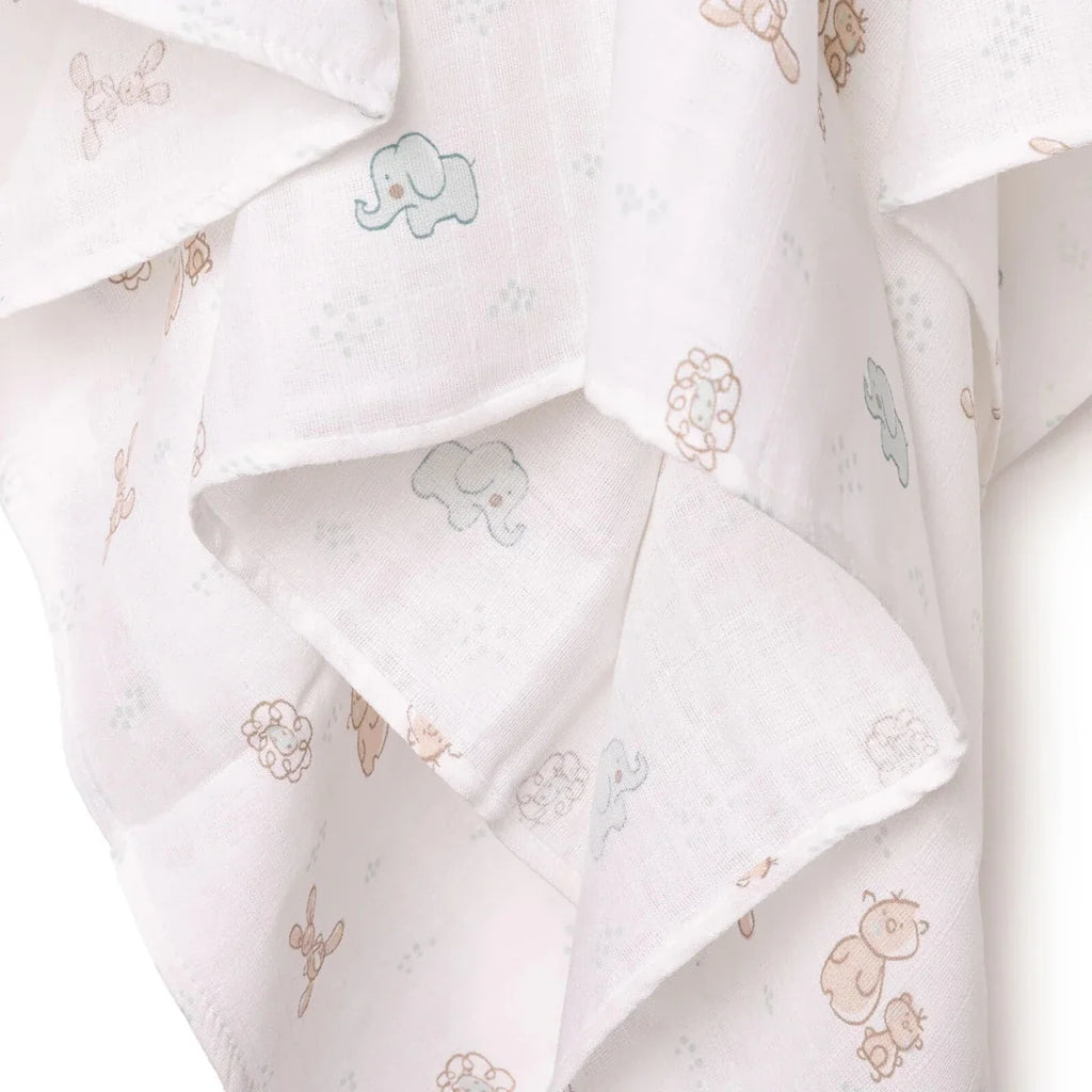 Little Dreams Animal Print Muslin Baby Blanket (100 x 110 cm) - White