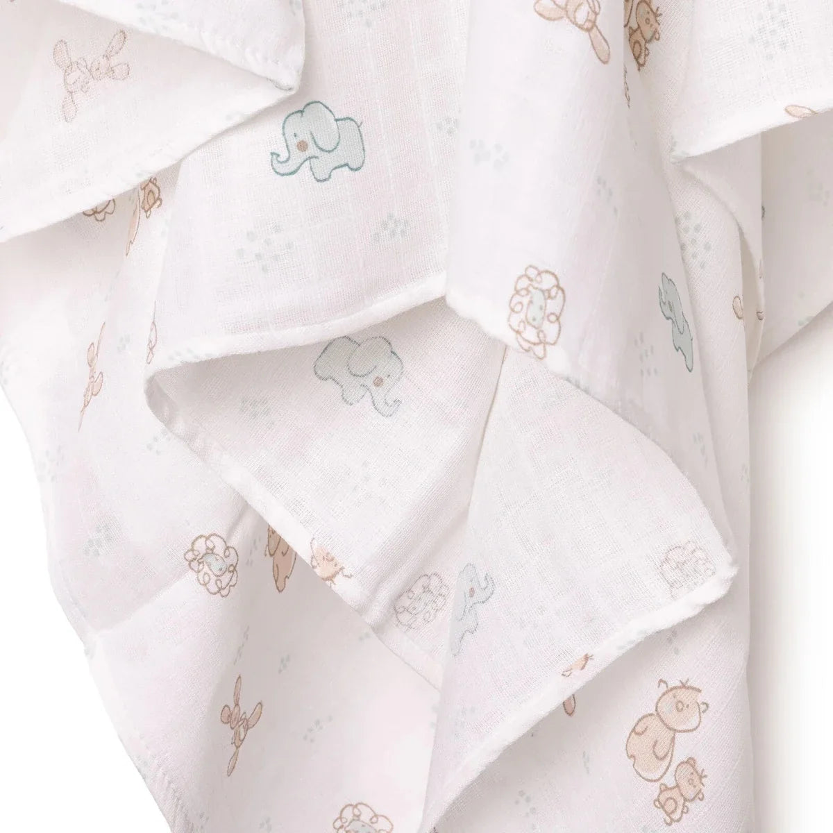 Little Dreams Animal Print Muslin Baby Blanket (100 x 110 cm) - White